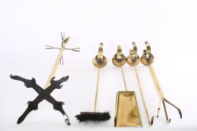 Mid 20th Century European Brass Fireplace Tool Accessories
