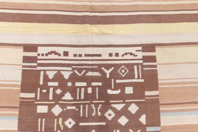 Mid 20th Century Finnish Geometric Brown Beige and Yellow Wool Rug