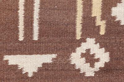 Mid 20th Century Finnish Geometric Brown Beige and Yellow Wool Rug