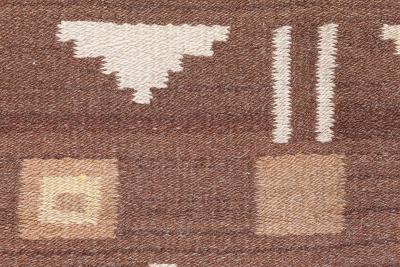 Mid 20th Century Finnish Geometric Brown Beige and Yellow Wool Rug