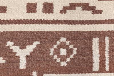 Mid 20th Century Finnish Geometric Brown Beige and Yellow Wool Rug