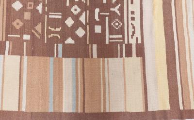 Mid 20th Century Finnish Geometric Brown Beige and Yellow Wool Rug