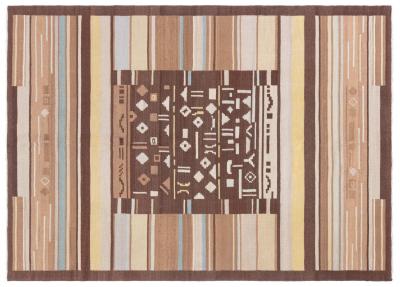 Mid 20th Century Finnish Geometric Brown Beige and Yellow Wool Rug