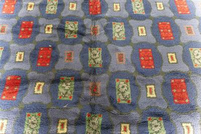 Mid 20th Century French Art Deco Purple Blue Handmade Wool Rug by Paule Leleu