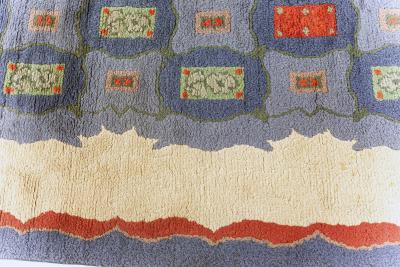 Mid 20th Century French Art Deco Purple Blue Handmade Wool Rug by Paule Leleu