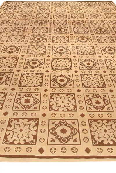 Mid 20th Century French Aubusson Camel Brown and Beige Carpet
