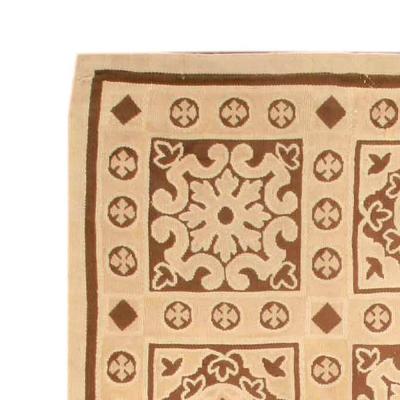 Mid 20th Century French Aubusson Camel Brown and Beige Carpet
