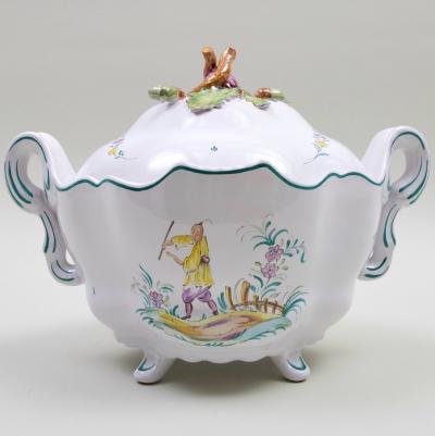 Mid 20th Century French Faience Covered Tureen by S gries Moustiers