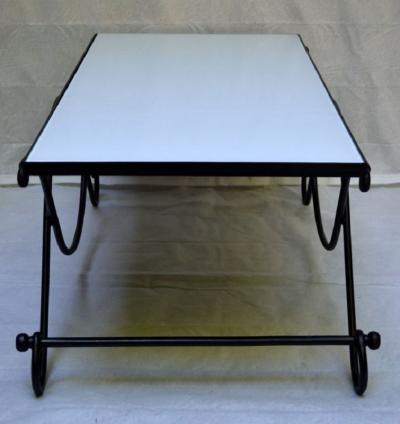 Mid 20th Century French Iron and Glass Cocktail Table Stamped NAV