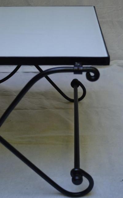 Mid 20th Century French Iron and Glass Cocktail Table Stamped NAV