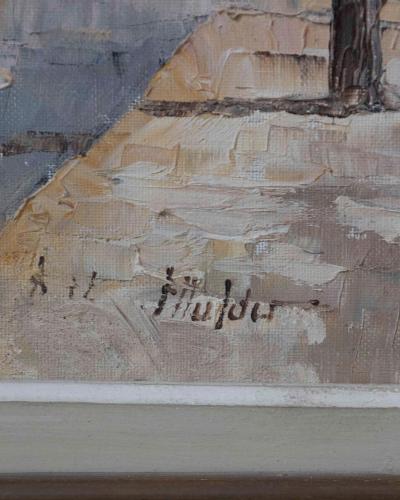 Mid 20th Century French Montmartre Place du Tertre Oil on Canvas Sacr C ur