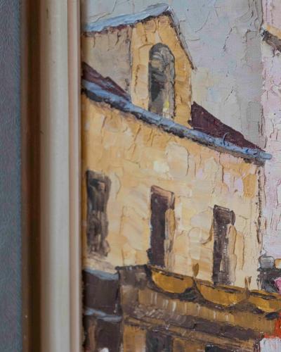 Mid 20th Century French Montmartre Place du Tertre Oil on Canvas Sacr C ur