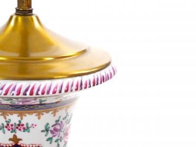 Mid 20th Century French Porcelain Urn Shaped Table Lamps Gilt Gold Accents