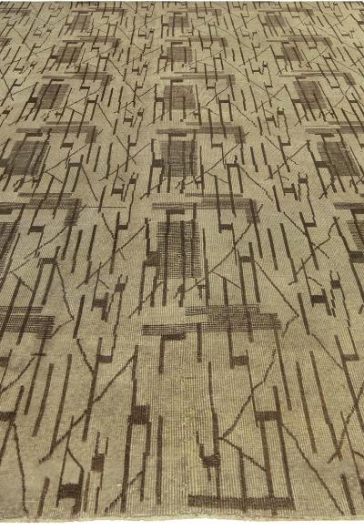 Mid 20th Century Geometric European Rug in Neutral Colors