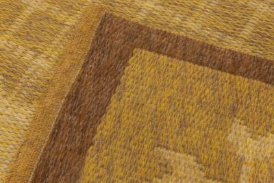 Mid 20th Century Geometric Swedish Double Sided Brown Flat Weave Rug
