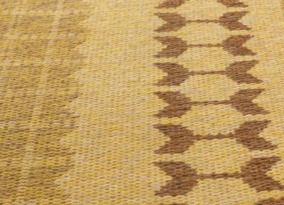 Mid 20th Century Geometric Swedish Double Sided Brown Flat Weave Rug