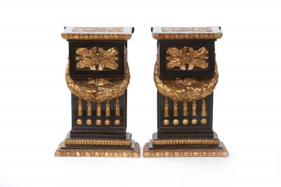 Mid 20th Century Gilt Bronze Pedestal Side Tables