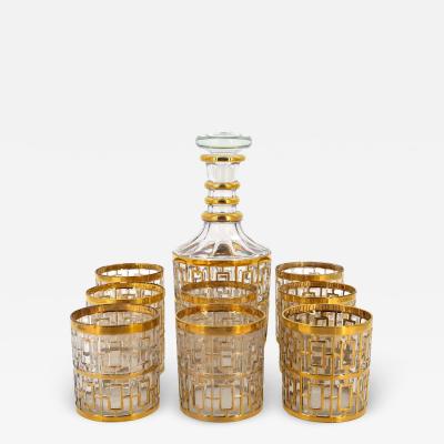 Mid 20th Century Gilt Glass Decanter Barware Service