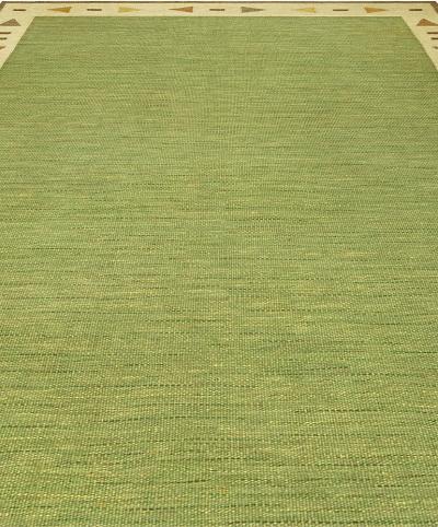 Mid 20th Century Green Swedish Flat Woven Rug