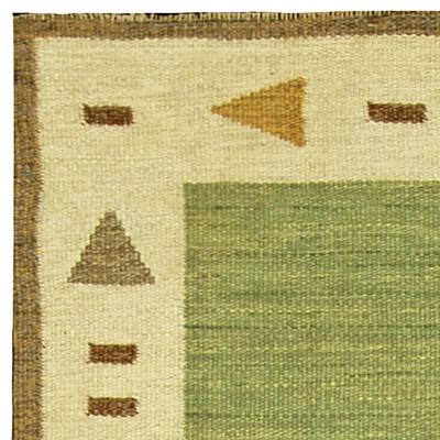 Mid 20th Century Green Swedish Flat Woven Rug