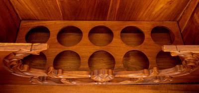 Mid 20th Century Heavily Hand Carved Wood Cocktail Bar Cabinet