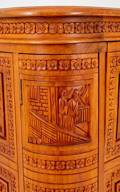 Mid 20th Century Heavily Hand Carved Wood Cocktail Bar Cabinet