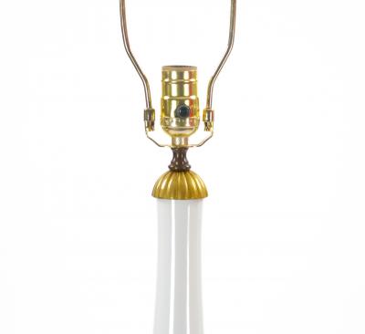 Mid 20th Century Italian Art Deco Porcelain Table Lamps Gilt Brass Accents