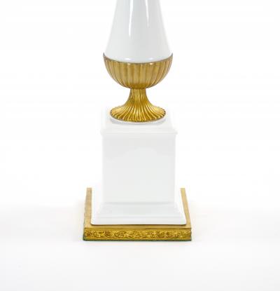 Mid 20th Century Italian Art Deco Porcelain Table Lamps Gilt Brass Accents