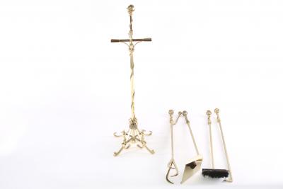 Mid 20th Century Italian Brass Fireplace Tool Set