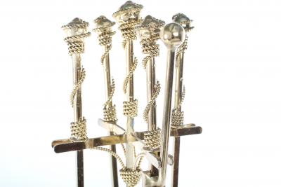 Mid 20th Century Italian Brass Fireplace Tool Set