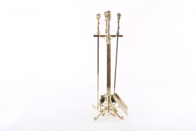 Mid 20th Century Italian Brass Fireplace Tool Set