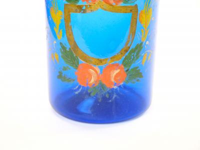 Mid 20th Century Italian Gilt and Hand Painted Cobalt Blue Glass Apothecary Jars