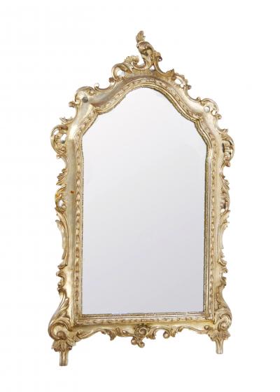 Mid 20th Century Italian Rococo Style Carved Giltwood Wall Mirror