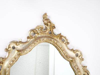 Mid 20th Century Italian Rococo Style Carved Giltwood Wall Mirror