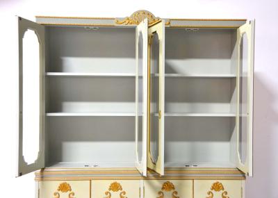 Mid 20th Century Louis XVI Style Italian Hand Painted China Cabinet