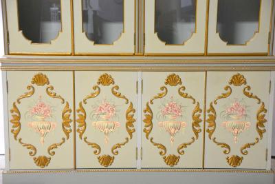 Mid 20th Century Louis XVI Style Italian Hand Painted China Cabinet