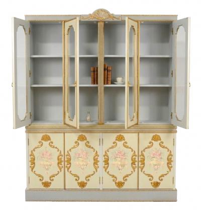 Mid 20th Century Louis XVI Style Italian Hand Painted China Cabinet