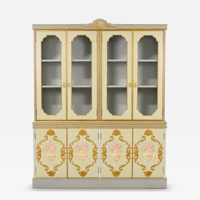 Mid 20th Century Louis XVI Style Italian Hand Painted China Cabinet
