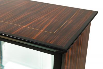Mid 20th Century Macassar Ebony Wood Art Deco Style Vitrine Cabinet