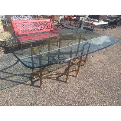 Mid 20th Century Maison Bagu s Style Beveled Glass Dining Table Top