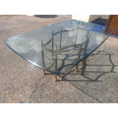Mid 20th Century Maison Bagu s Style Beveled Glass Dining Table Top