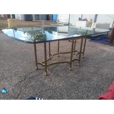 Mid 20th Century Maison Bagu s Style Beveled Glass Dining Table Top