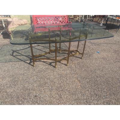 Mid 20th Century Maison Bagu s Style Beveled Glass Dining Table Top