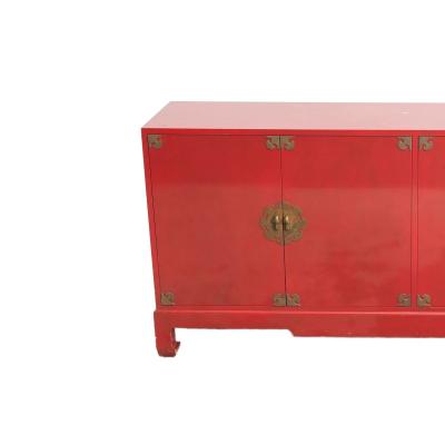 Mid 20th Century Modern Chinoiserie Red Lacquered Four Door Buffet Server