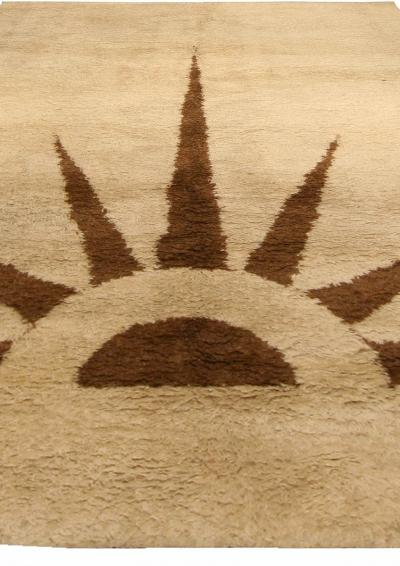 Mid 20th Century Moroccan Art Deco Design Natural Undyed Wool Rug