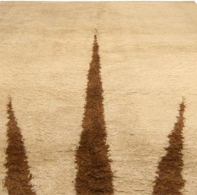 Mid 20th Century Moroccan Art Deco Design Natural Undyed Wool Rug