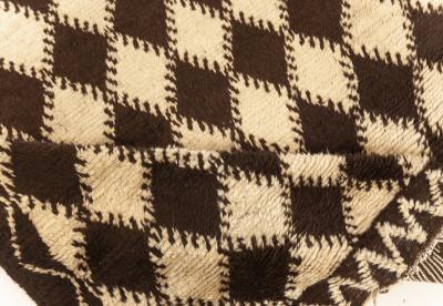 Mid 20th Century Moroccan Diamond Design Brown Beige Handmade Wool Rug