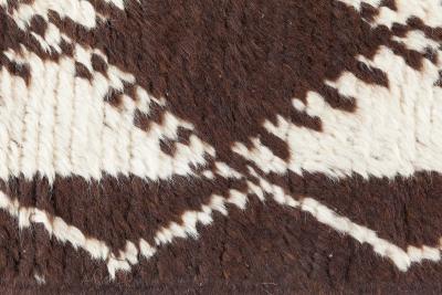 Mid 20th Century Moroccan Diamond Design Brown Beige Handmade Wool Rug