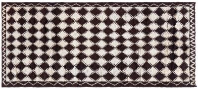 Mid 20th Century Moroccan Diamond Design Brown Beige Handmade Wool Rug