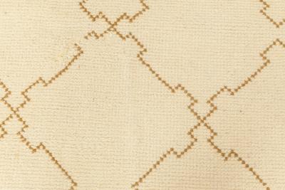 Mid 20th Century Moroccan Ivory and Brown Handmade Wool Rug